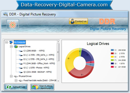 De digitale Software Screenshot van de Terugwinning van Beelden
