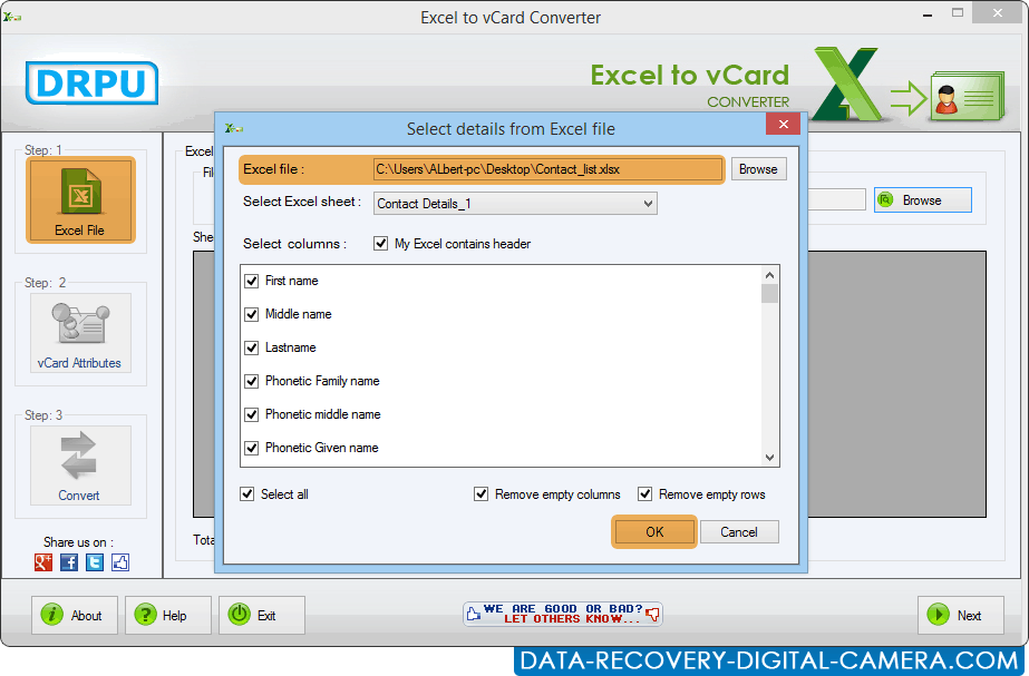 Excel to vCard Converter