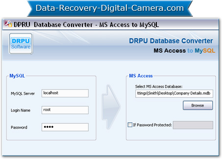 MS-Access aan De Convertor Screenshot van het mySQL- Gegevensbestand
