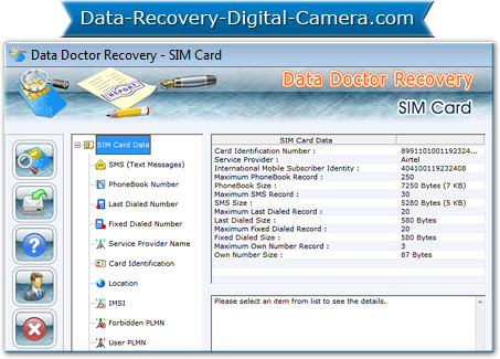 Software Screenshot Di Recupero Di Dati Della Scheda Di Sim