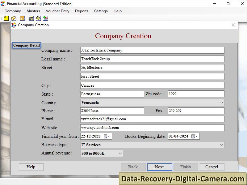 Business Accounting Tool screen shot