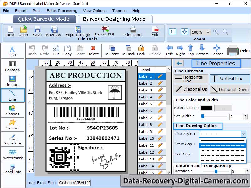 Barcode Labeling Creator screen shot