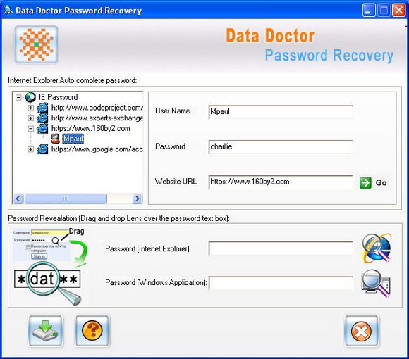 Screenshot of Mail Password Recovery Software