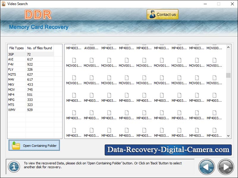 Screenshot vom Programm: Flash card files undelete tool