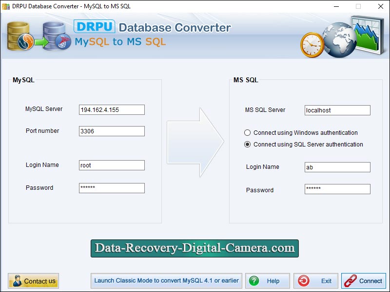 Convert MySQL to MSSQL Database screen shot