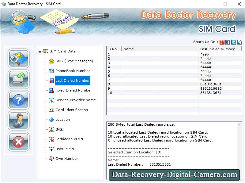 SIM Card SMS Recovery Software screen shot