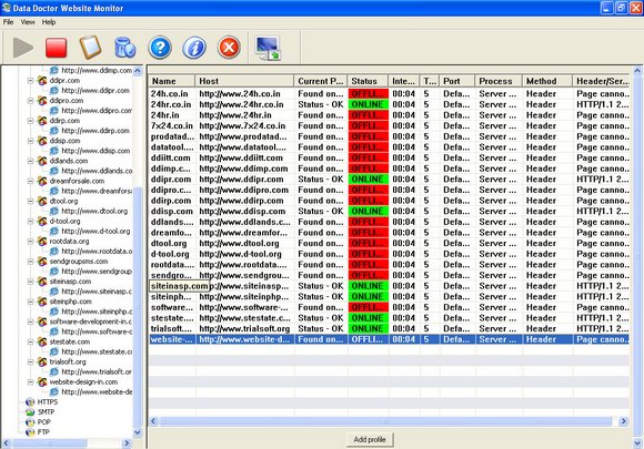 Screenshot of Web Monitoring