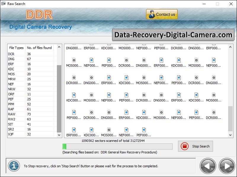 Screenshot of Digital Camera Data Recovery Software 8.3.5.2