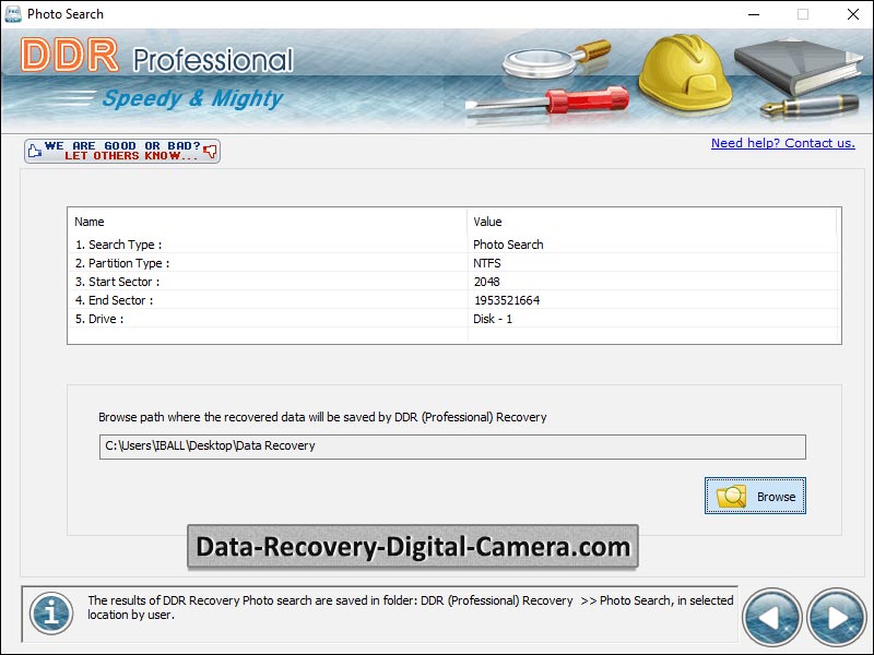 Screenshot of Data Recovery for Memory Card