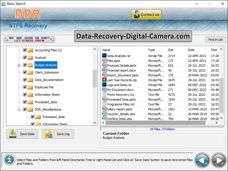 Screenshot of Data Recovery for NTFS