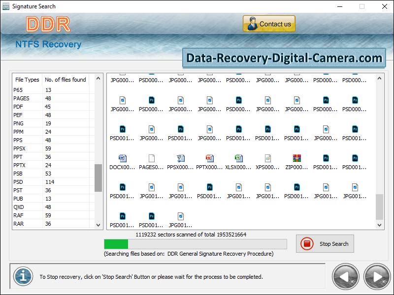 Screenshot of NTFS Partition Recovery Software