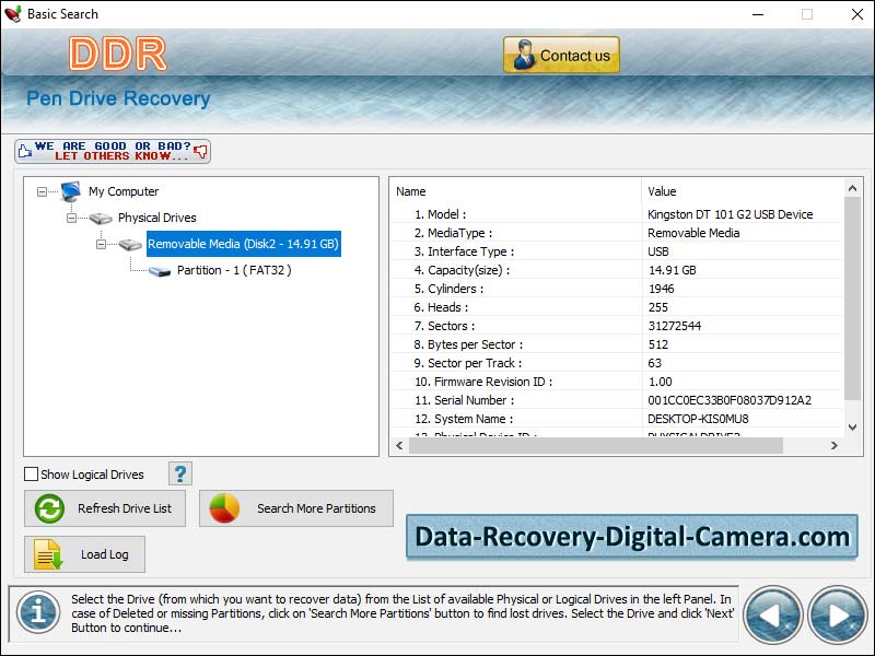 Screenshot of Data Recovery for Pen Drive