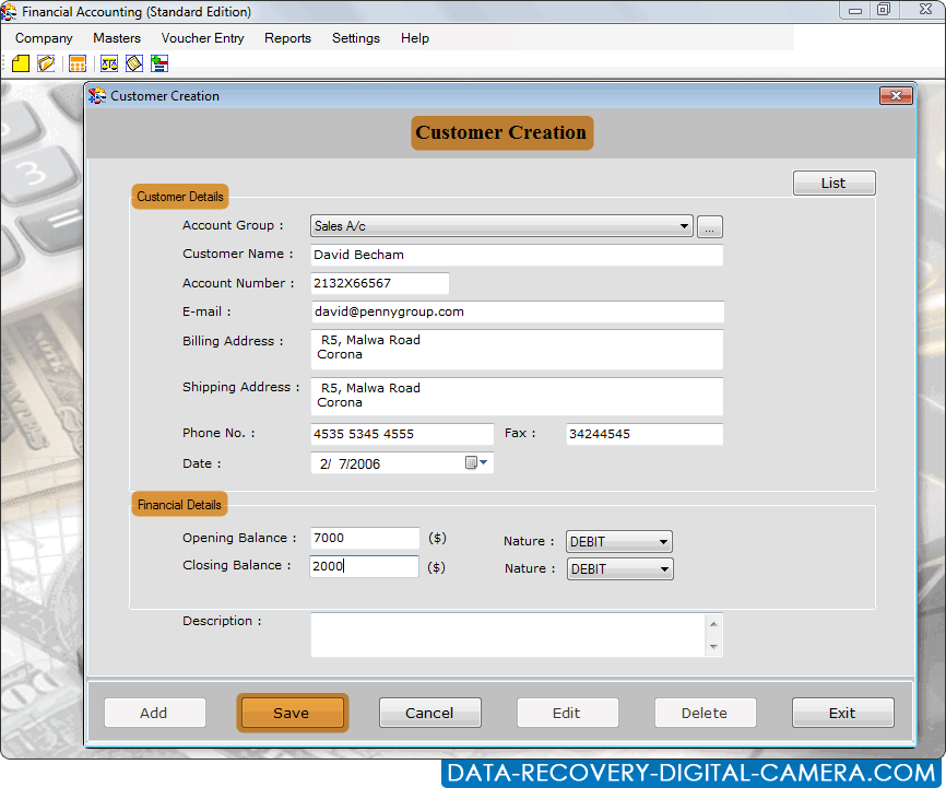 Fill customer details