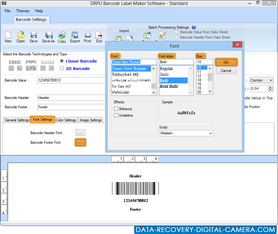 Barcode label generator software screenshots for how to design barcode