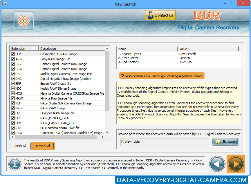 Screenshots of how Data Recovery for Digital Camera software restore image
