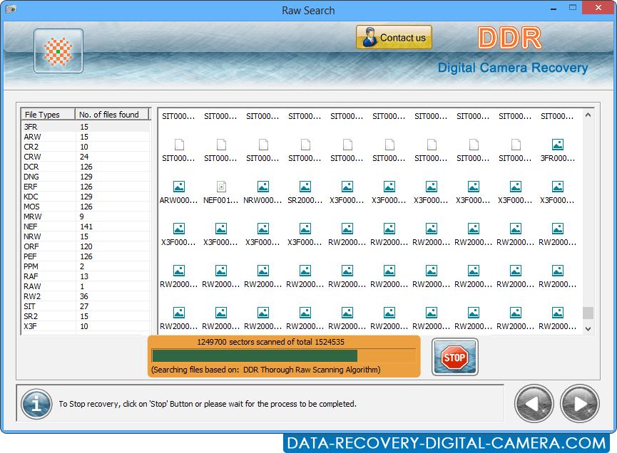 Screenshots of how Data Recovery for Digital Camera software restore image