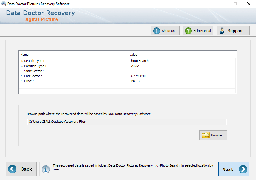 Browse path File Recoverd Data