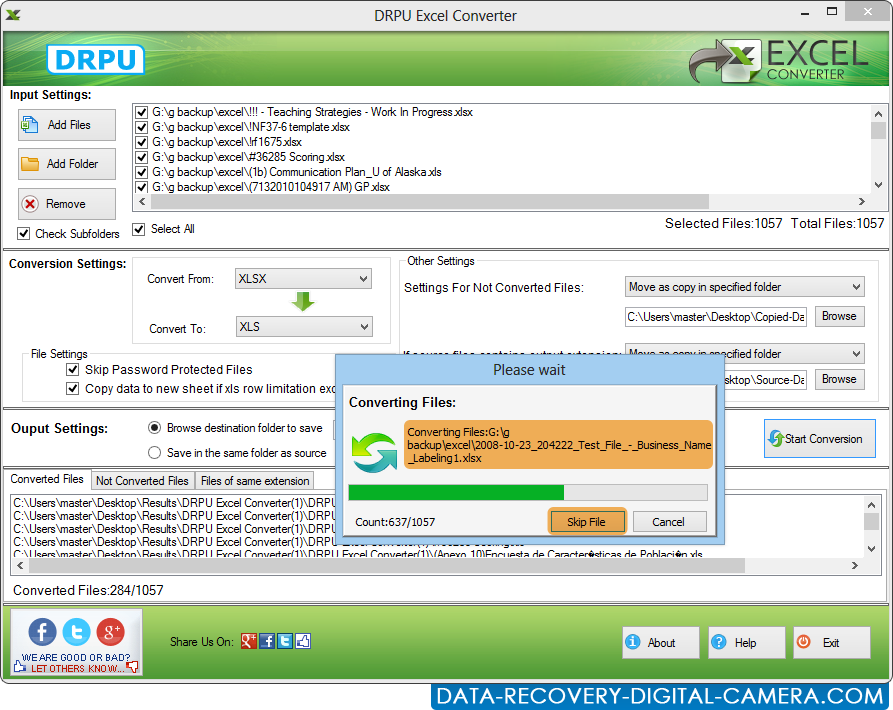 Excel Converter software screenshots for how to convert excel sheet files