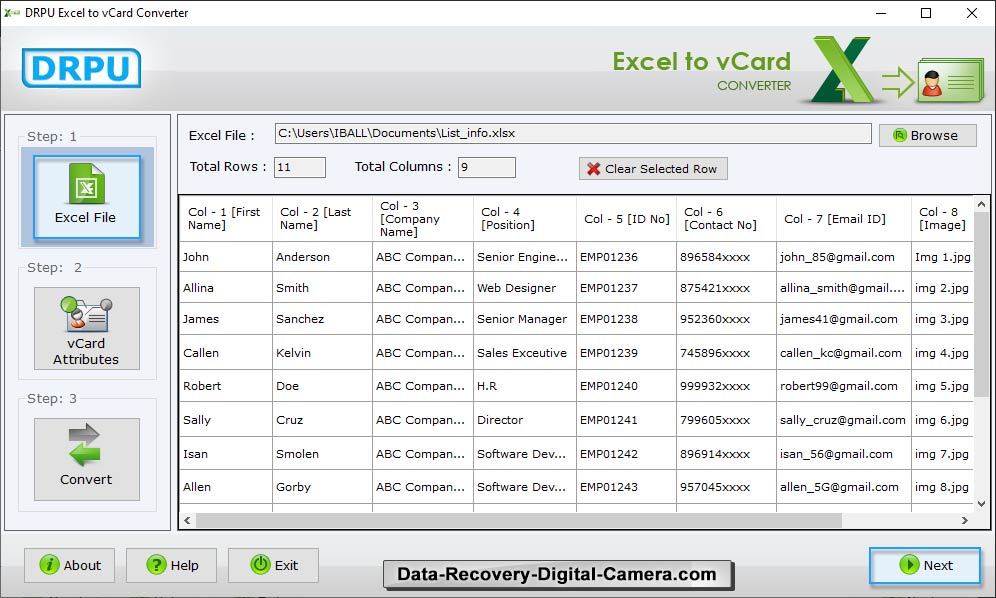 Browse excel file
