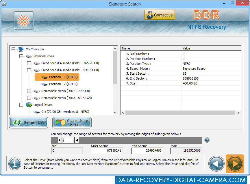 De Software van de Terugwinning van de Gegevens van de ntfs- Verdeling