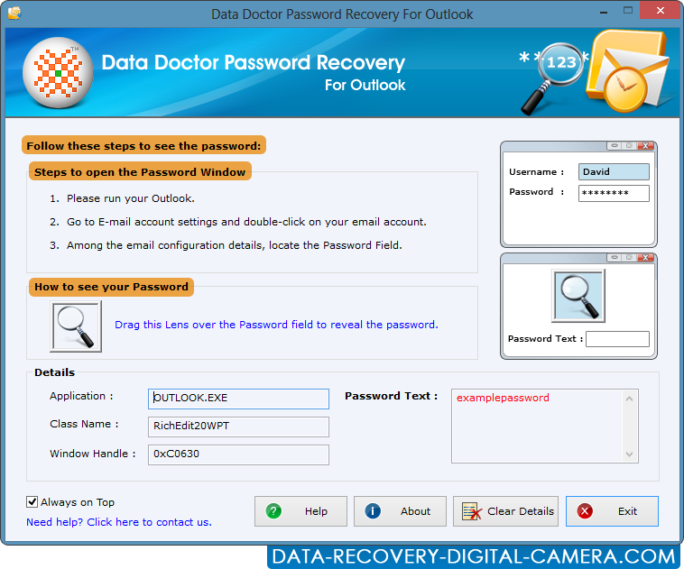 Software expresso da recuperação do outlook e da senha do outlook