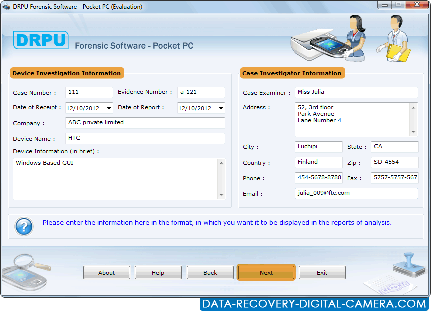 Device and case investigation