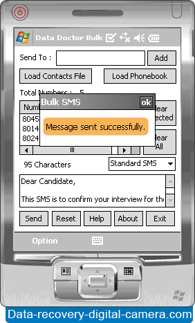 SMS sent successfully