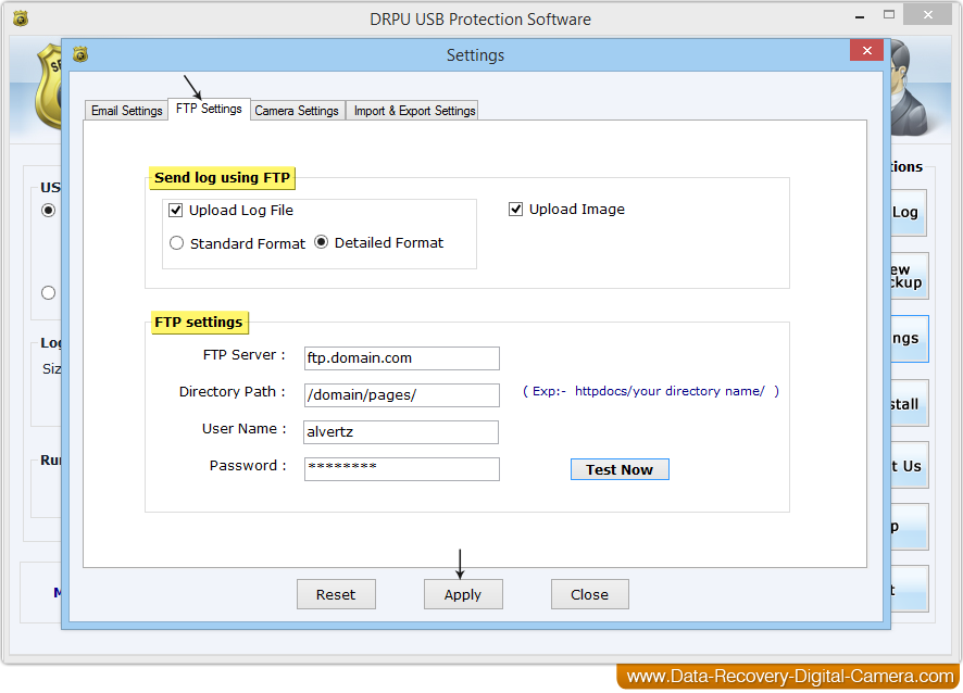 FTP settings