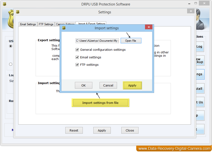 Import settings