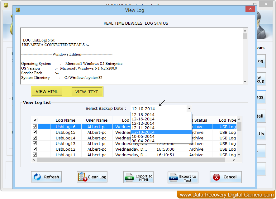 View log list