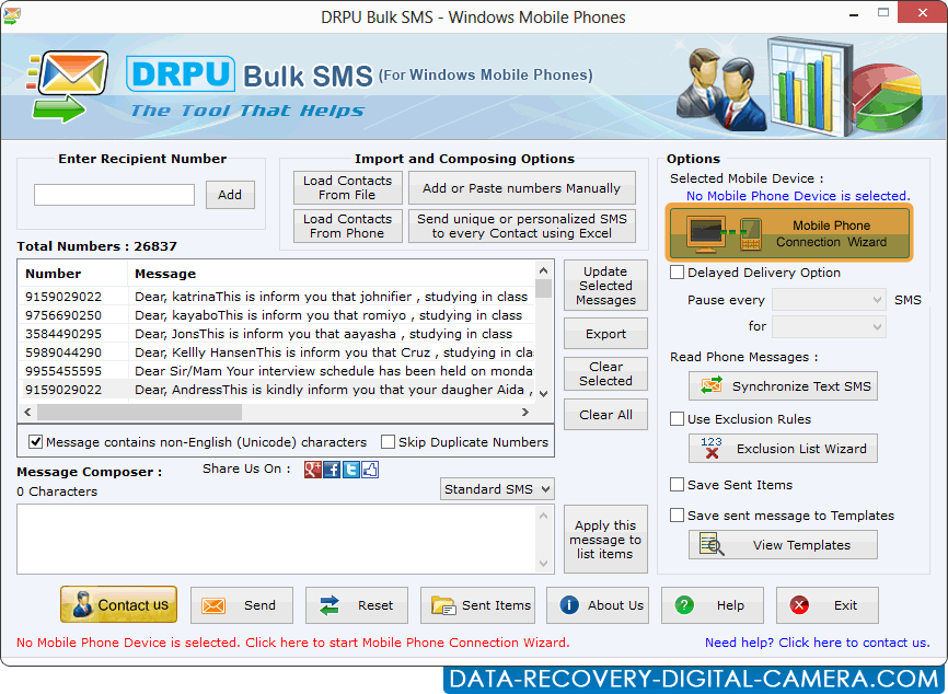 Bulk SMS Software for Windows Mobile Phones