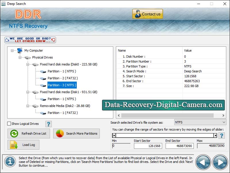 Screenshot of NTFS Files Recovery Tool 2.9.2.5