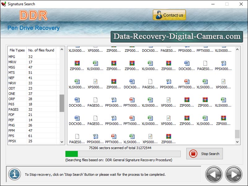 Screenshot of USB Drive Data Salvage Software